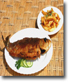 Fresh cut and cooked common fish in lakes in Ukraine.