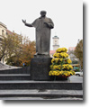 Statue of famous Ukrainian writer Taras Shevchenko in Lvov City.